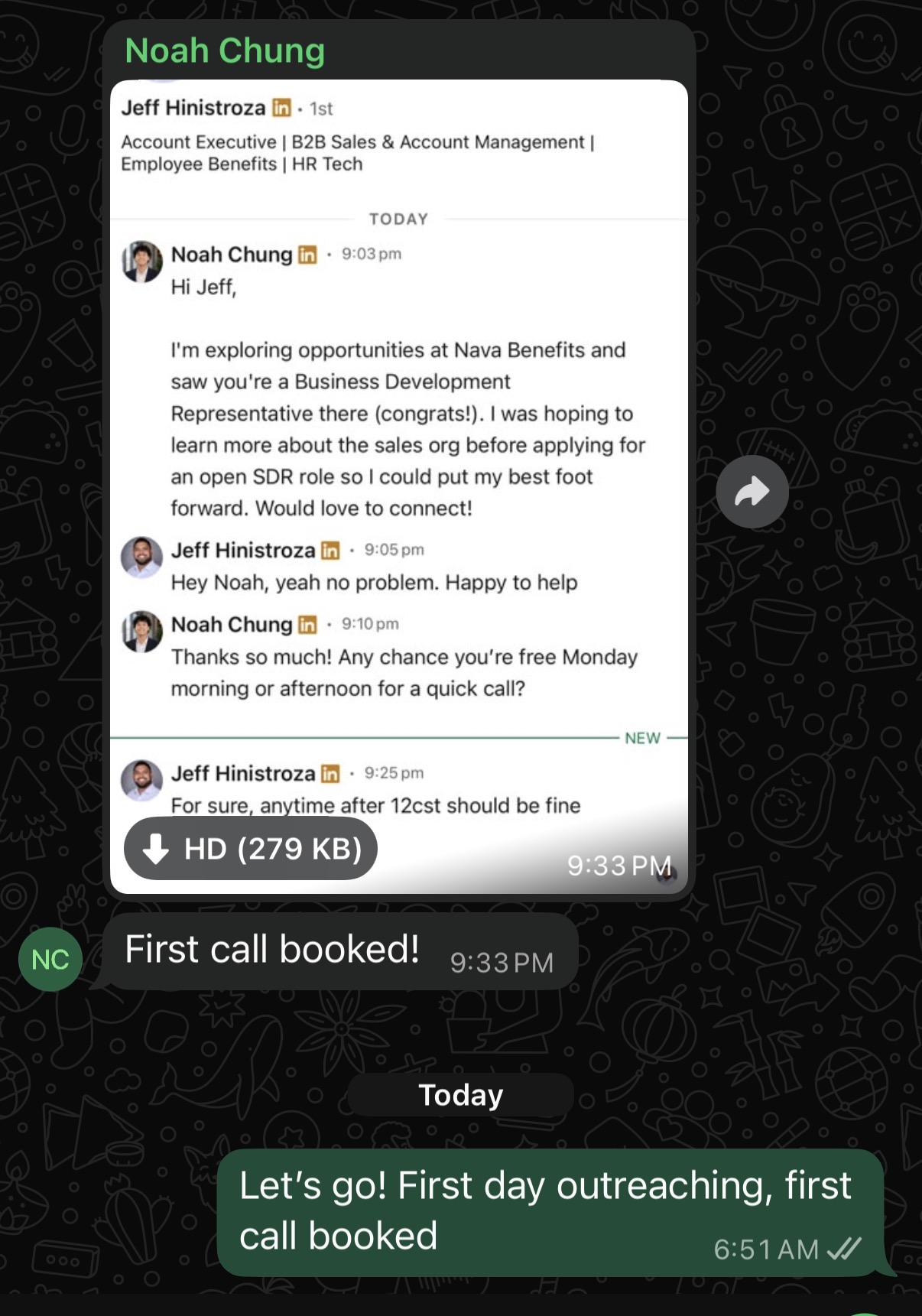 Skip to Sales student result: a first call booked
