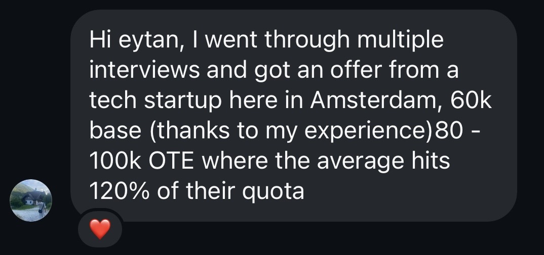 Skip to Sales student result: another offer while transitioning roles