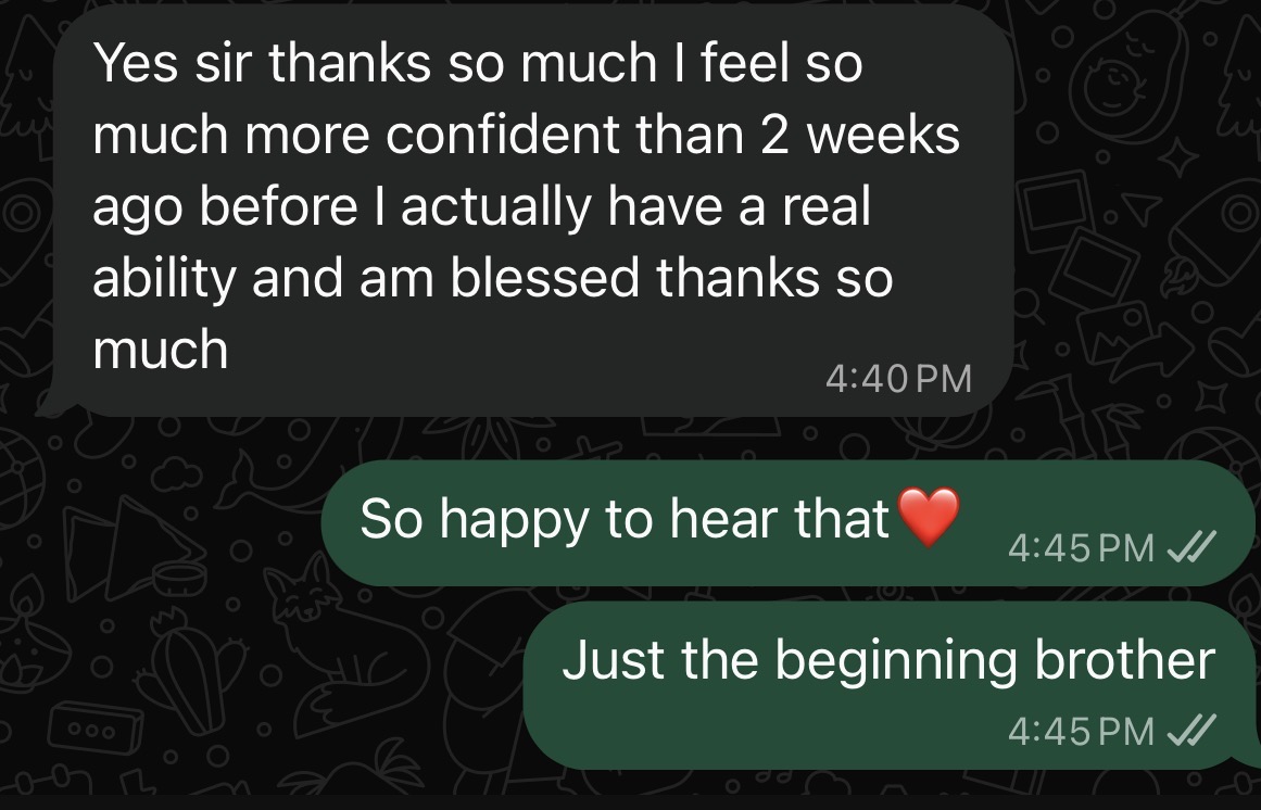 Skip to Sales student result: confidence built after two weeks