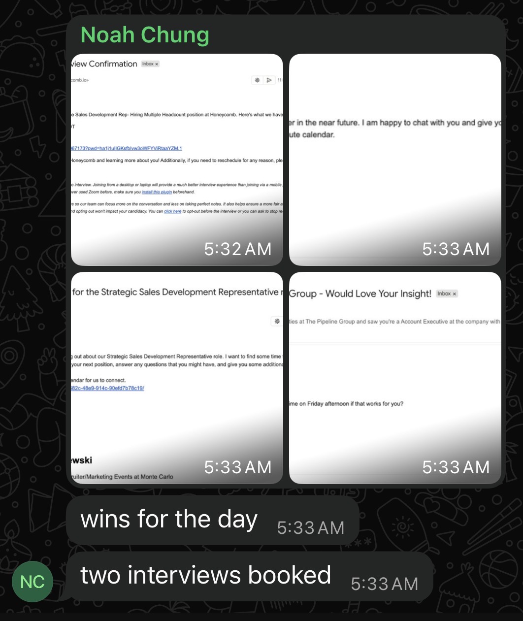 Skip to Sales student result: two interviews booked